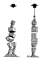 Interpretation or Rolfing having hook pull a body up